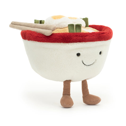 Jellycat Amuseables Ramen stuffed toy, 6.5 inches, featuring a cheerful face and soft plush texture.