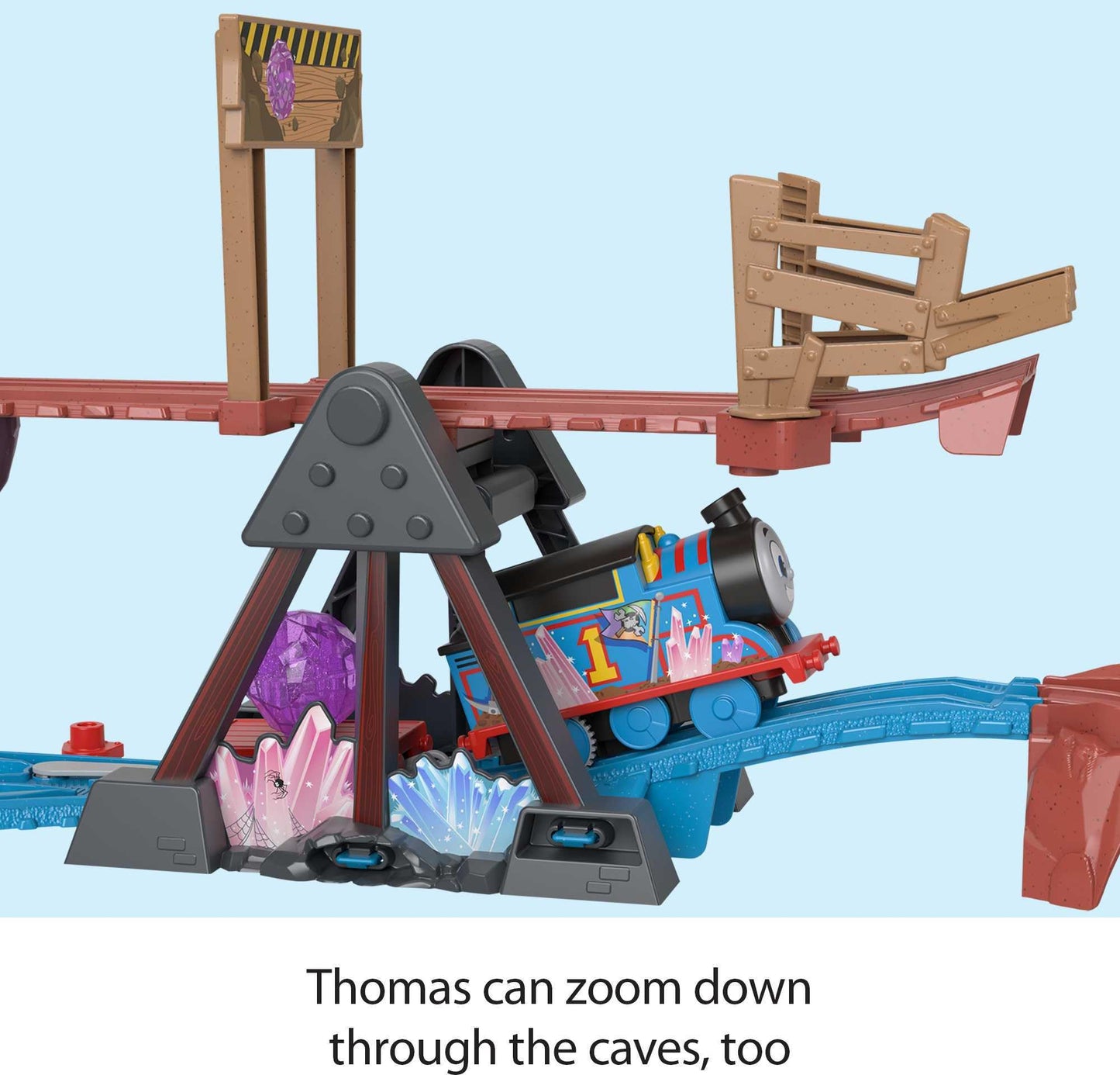 Thomas & Friends Motorized Toy Train Set Crystal Caves Adventure with Thomas, Tipping Bridge & 8 Ft of Track for Preschool Kids Ages 3+ Years, HMC28