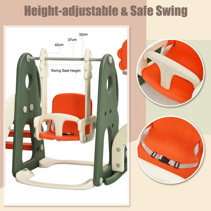 COSTWAY 6 in 1 Toddler Slide and Swing Set, Kids Climber Playset with Adjustable Basketball Hoop, Football Goal and Golf Hole, Children Activity Center for Indoor