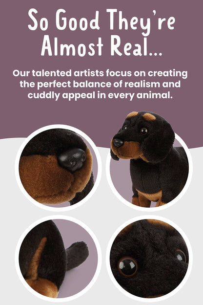 Living Nature Dachshund Soft Toy | Fluffy Dog Animal | Soft Toy Gift for Kids | 28 cm, Black