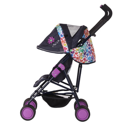 Daisy Chain Zipp Max Dolls Pushchair – Adjustable handles from 76-82cm. For children of 4, 5, 6, 7, 8 or 9 years. (Rainbow Hearts)