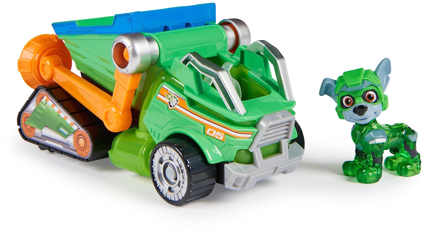 Paw Patrol: The Mighty Movie Toy Recycling Lorry with Rocky Mighty Pups Action Figure, Lights and Sounds, Kids’ Toys for Boys and Girls 3+