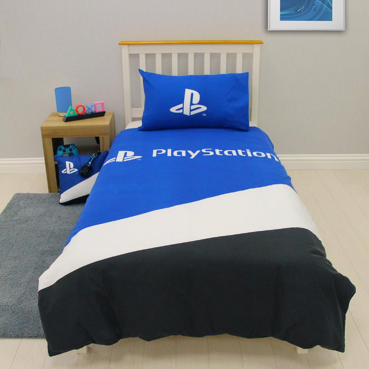 Character World PlayStation Official Single Duvet Cover Set, Banner Design | Reversible 2 Sided Bedding Cover Official Merchandise Including Matching Pillow Case | Gaming Single Bed Quilt