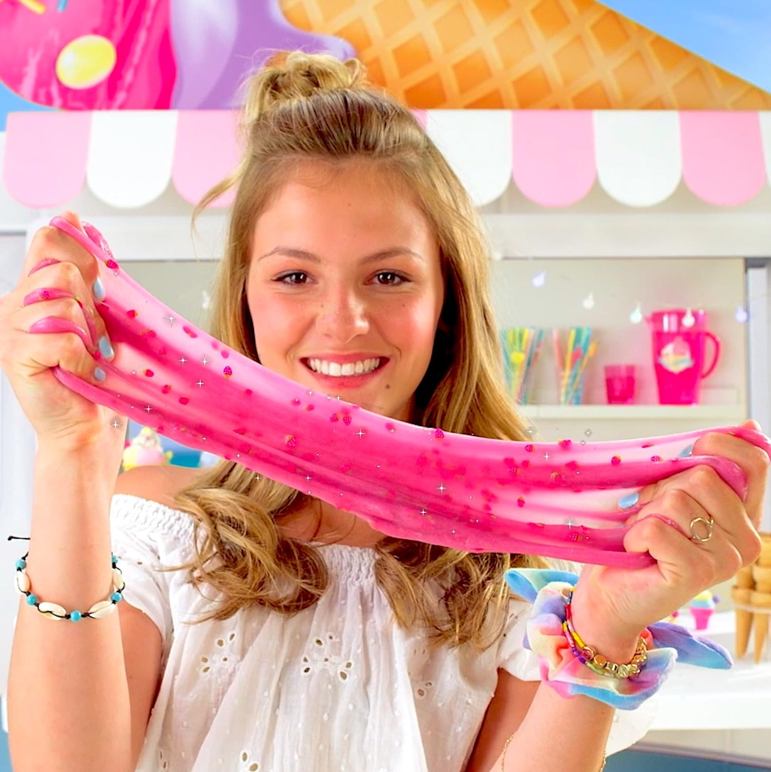 Pink So Slime DIY Fluffy Ice Cream Factory with fun decorations and accessories for making safe, glue-free slime sundaes for ages 6+