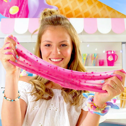 Pink So Slime DIY Fluffy Ice Cream Factory with fun decorations and accessories for making safe, glue-free slime sundaes for ages 6+