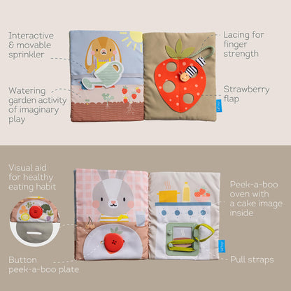 Taf Toys My First Busy Book. Baby Activity Book, Soft Cloth Touch & Feel Book for Toddlers. Montessori Busy Board. Early Learning Developmental Toy, Sensory Play. Suitable for Boys & Girls 18 months +