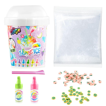C Toys So Slim DIY Slime Ice Mega Cup with fragrance dyes, spoon, and decorations, featuring colorful slime in a large container.