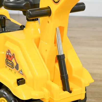 HOMCOM Ride On Tractor, 2 in 1 Kids Ride On Digger Pull Cart with Bucket, Under Seat Storage, Horn, High Backrest, Ride On Toy for 1.5-4 Years, Yellow