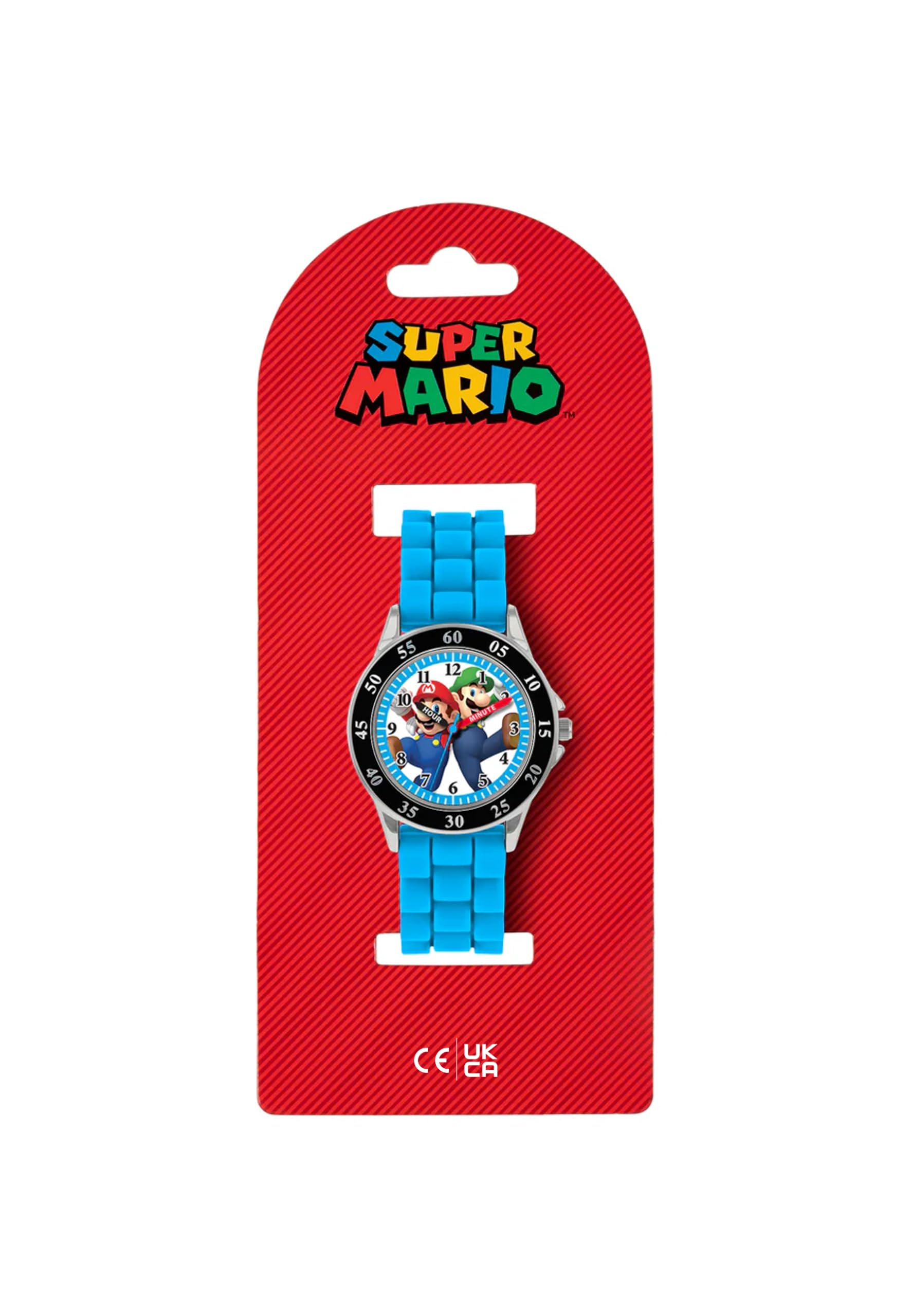 Super Mario Mario Analog Quartz Watch with silicone strap, featuring classic design and digital display, GSM3044.