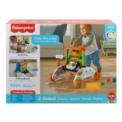 Fisher-Price 2-sided Steady Panda Walker with colorful panda design and adjustable features, suitable for young children.