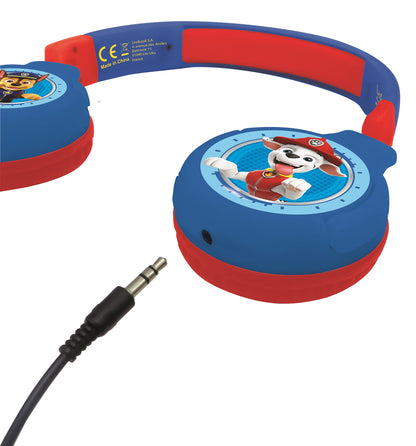 LEXIBOOK - Paw Patrol - 2-in-1 Bluetooth Headphones for Kids, stereo Wireless Wired, Kids safe for Boys Girls, Foldable, Adjustable, blue/red, HPBT010PA