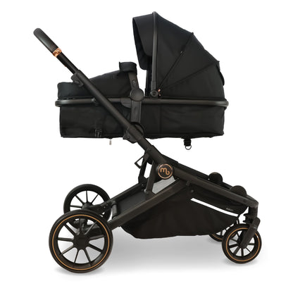 My Babiie MB33 Tandem Pushchair – Birth to 15kg Double Stroller, Twin Seat Units Convert to Carrycot, 11 Configurations, Duo Includes Car Seat Adapters, Rain Covers – Black Leopard