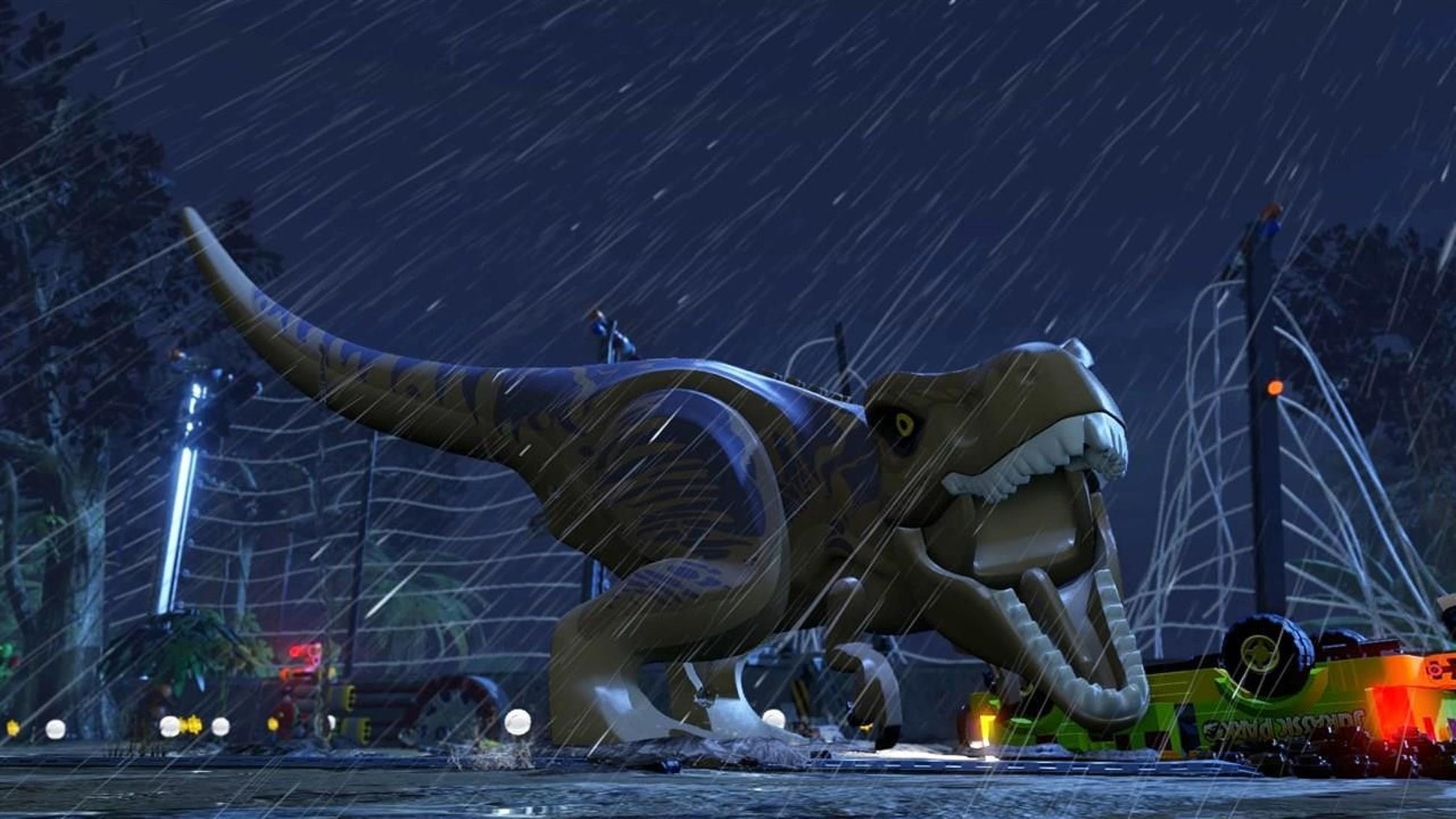 LEGO Jurassic World game for ages 6 and up, featuring colorful LEGO dinosaur and character pieces on the game box.