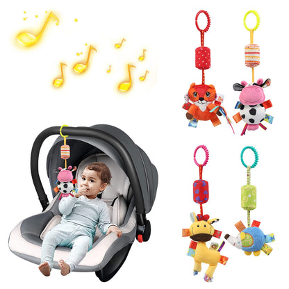 Joylife baby pram pushchair soft hanging rattle toy with plush animal design, sensory learning toy for infants in car seats and cribs