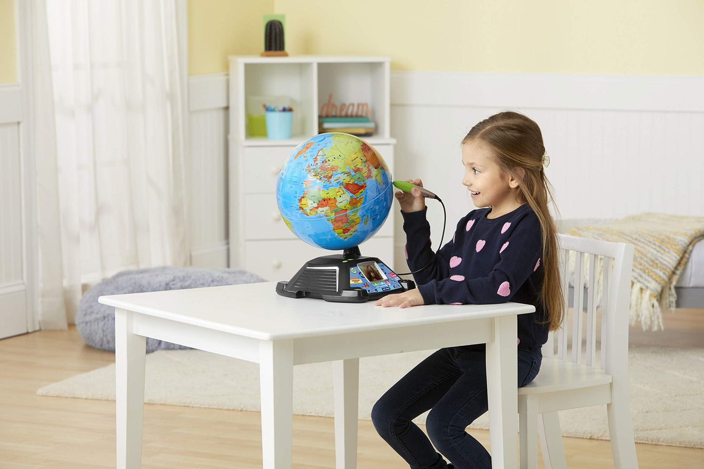 LeapFrog Magic Adventures Globe for kids, interactive smart globe with 2.7-inch LCD, educational games, and colorful world map.