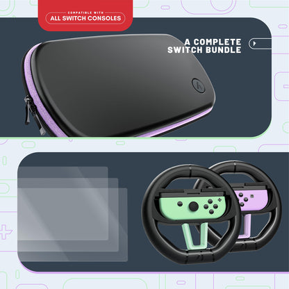 STEALTH 3-in-1 accessory bundle for Nintendo Switch, Switch 2, and OLED includes protective cover, grip, and screen protector.