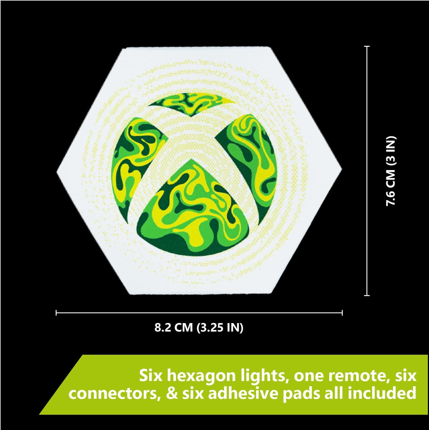 XBOX Paladone Hexagon LED Lights, Free Standing or Wall Mountable Customizable Game Room Decor Lighting with Remote-Controlled Light Phasing and Music Reactive Modes