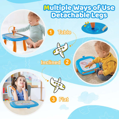 Kikidex Magnetic Drawing Board, Toddler Girl Toys for 1-2 Year Old, Doodle Board Pad Learning and Educational Toys for 1 2 3 Year Old Baby Kids Birthday Gift (Blue)
