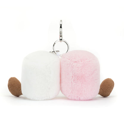 Jellycat Amuseable Marshmallow bag charm keyring with soft, plush marshmallow design and colorful accents.
