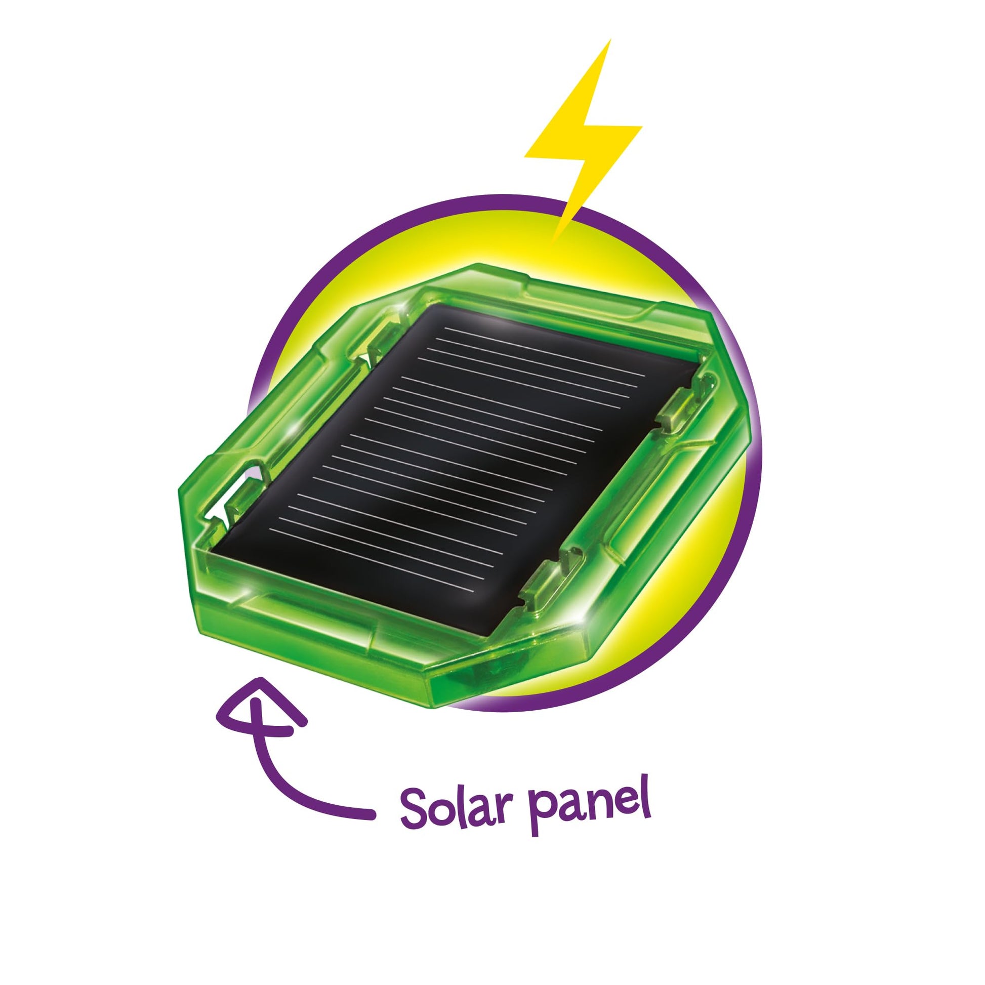 Science Mad renewable energy electric car kit for kids, showing a small solar-powered and hand-crank electric car with colorful parts.