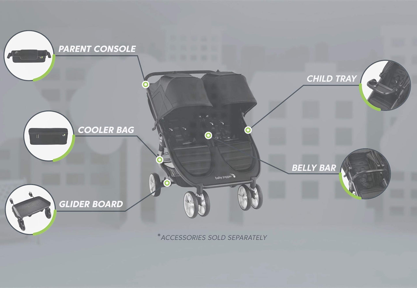 Baby Jogger weather shield rain cover for City Mini GT2 and City Mini 2 double strollers, blocks rain, snow, and wind.