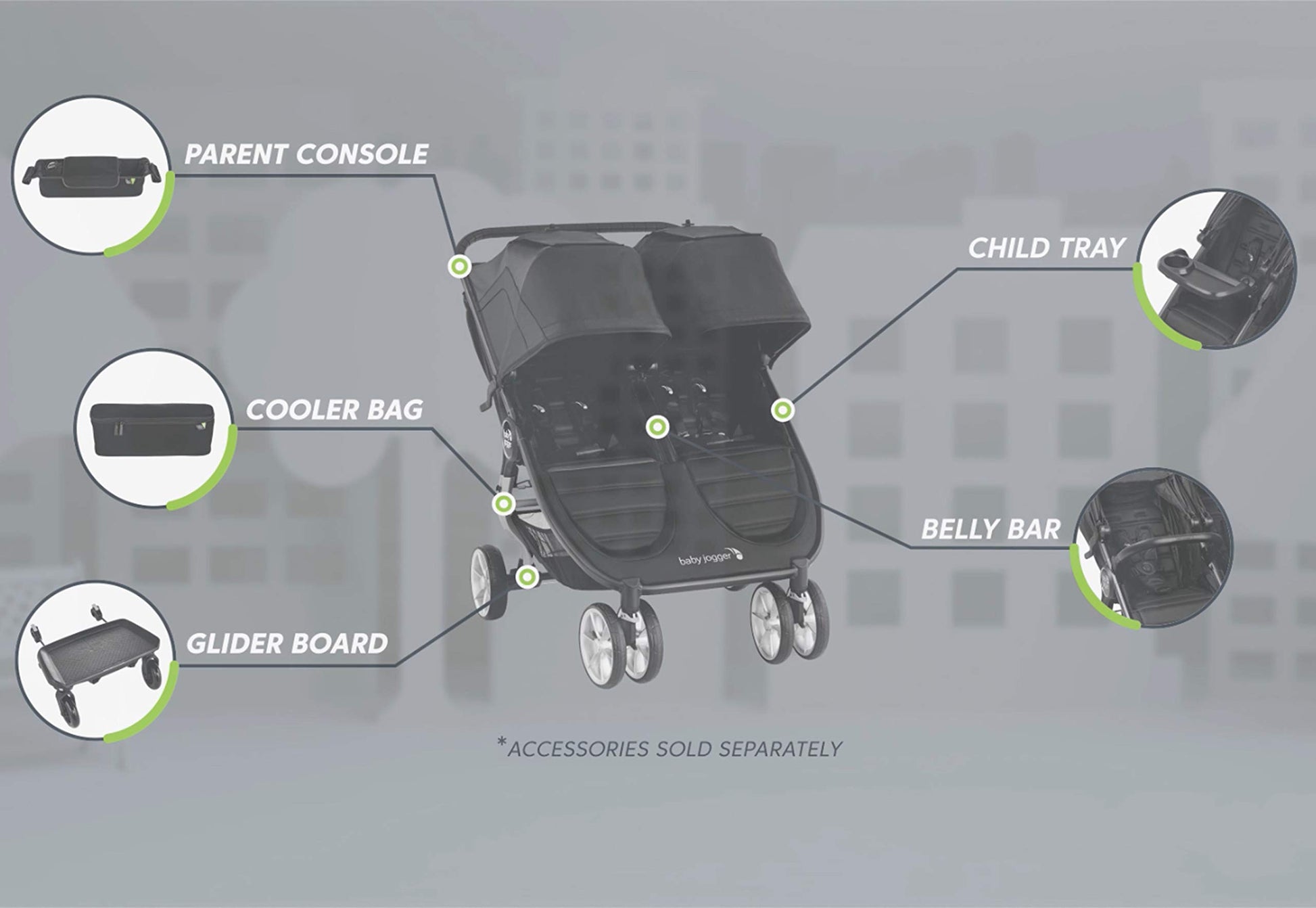 Baby Jogger weather shield rain cover for City Mini GT2 and City Mini 2 double strollers, blocks rain, snow, and wind.