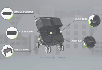 Baby Jogger weather shield rain cover for City Mini GT2 and City Mini 2 double strollers, blocks rain, snow, and wind.