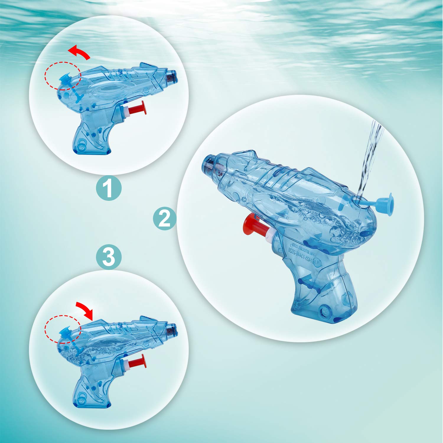 YouCute 12-pack water gun pistols for kids, colorful squirt toys perfect for outdoor beach, pool, and summer party games.