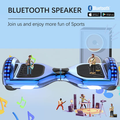 RCB Hoverboards with Go Kart Seat Bundle for Kids Segways Built in LED lights Bluetooth Speaker Hoverboards, Gift for Kids and Adult