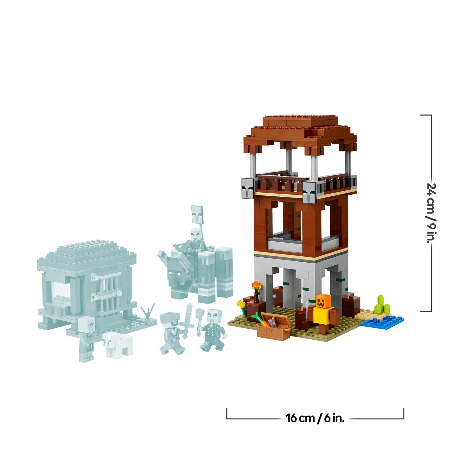 LEGO Minecraft The Pillager Outpost and Ravager Toy - incl. a Posable Figure with a Snapping Jaw Function, and a Village Fortress - Gaming Gift for 9+ Year Old Boys & Girls - 21278