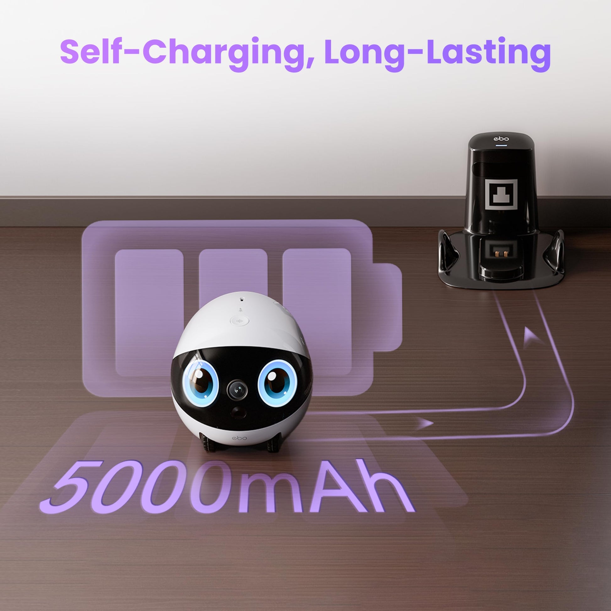 Enabot EBO Air 2 Plus FamilyBot AI mobile robot with 3K camera, night vision, pet camera, and 2-way audio for home surveillance.