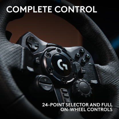 Logitech G G923 Racing Wheel and Pedals, TRUEFORCE up to 1000 Hz Force Feedback, Responsive Driving Design, Dual Clutch Launch Control, Genuine Leather Wheel Cover, for PS5, PS4, PC, Mac - Black