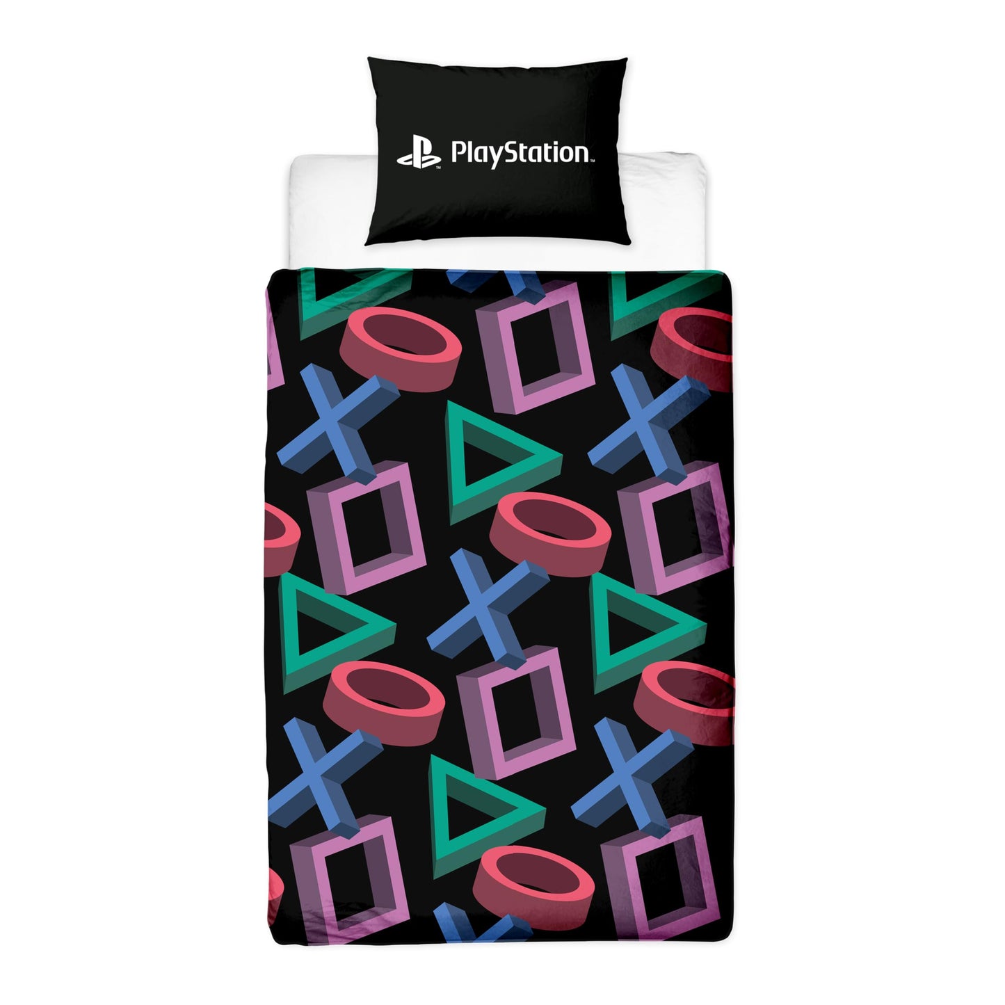 Character World PlayStation Official Single Duvet Cover Set, Abstract Design | Reversible 2 Sided Bedding Cover Official Merchandise Including Matching Pillow Case | Gaming Single Bed Quilt