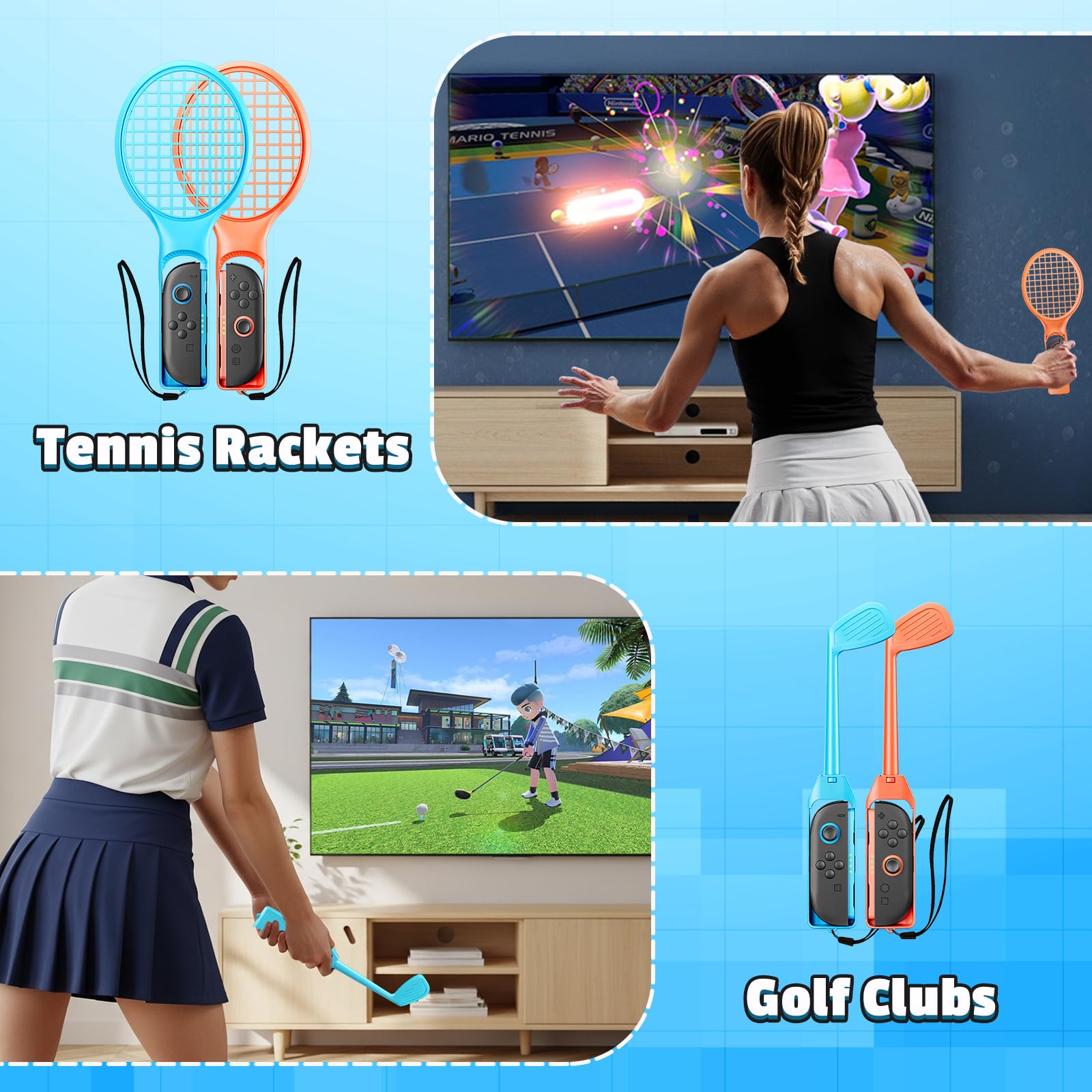 BRHE 18-in-1 Switch sports accessories bundle for Nintendo Switch 2, includes game controllers and party game gear for kids and adults.