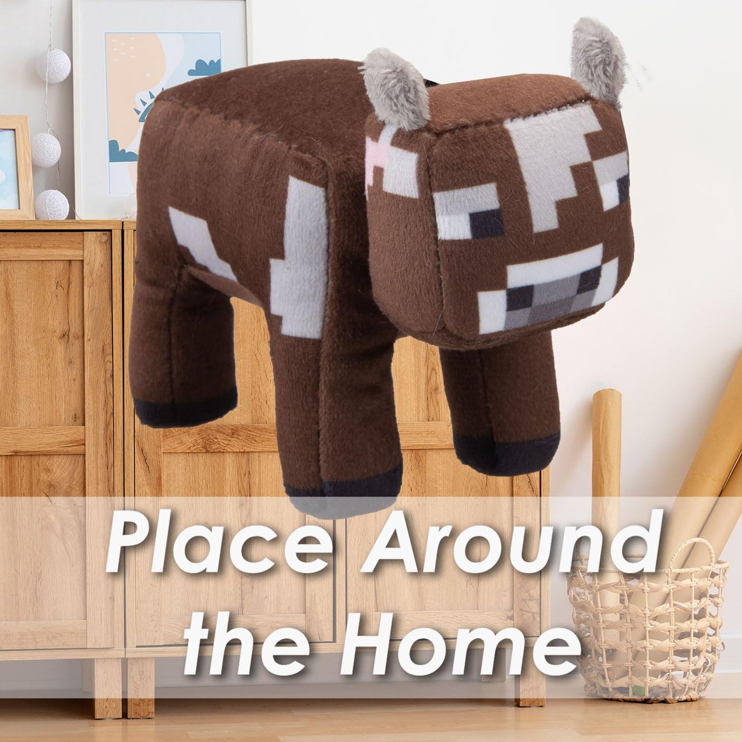 VFM - Minecraft Cow Soft Toy Clip On Video Game Character-Officially Licensed Toy Plush Stuffed Toy Plush Toy Cute Stuffed Plushie, Gifts for Birthday, Valentine's Day Christmas - 13cm Brown