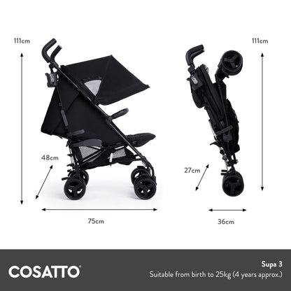 Cosatto Supa 3 Pushchair with Footmuff – Lightweight Stroller from Birth to 25Kg - Easy, Compact, Umbrella Fold, Large Shopping Basket, Carry Handle Footmuff, Dragon Kingdom