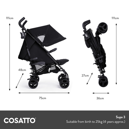 Cosatto Supa 3 Pushchair with Footmuff – Lightweight Stroller from Birth to 25Kg - Easy, Compact, Umbrella Fold, Large Shopping Basket, Carry Handle Footmuff, Dragon Kingdom