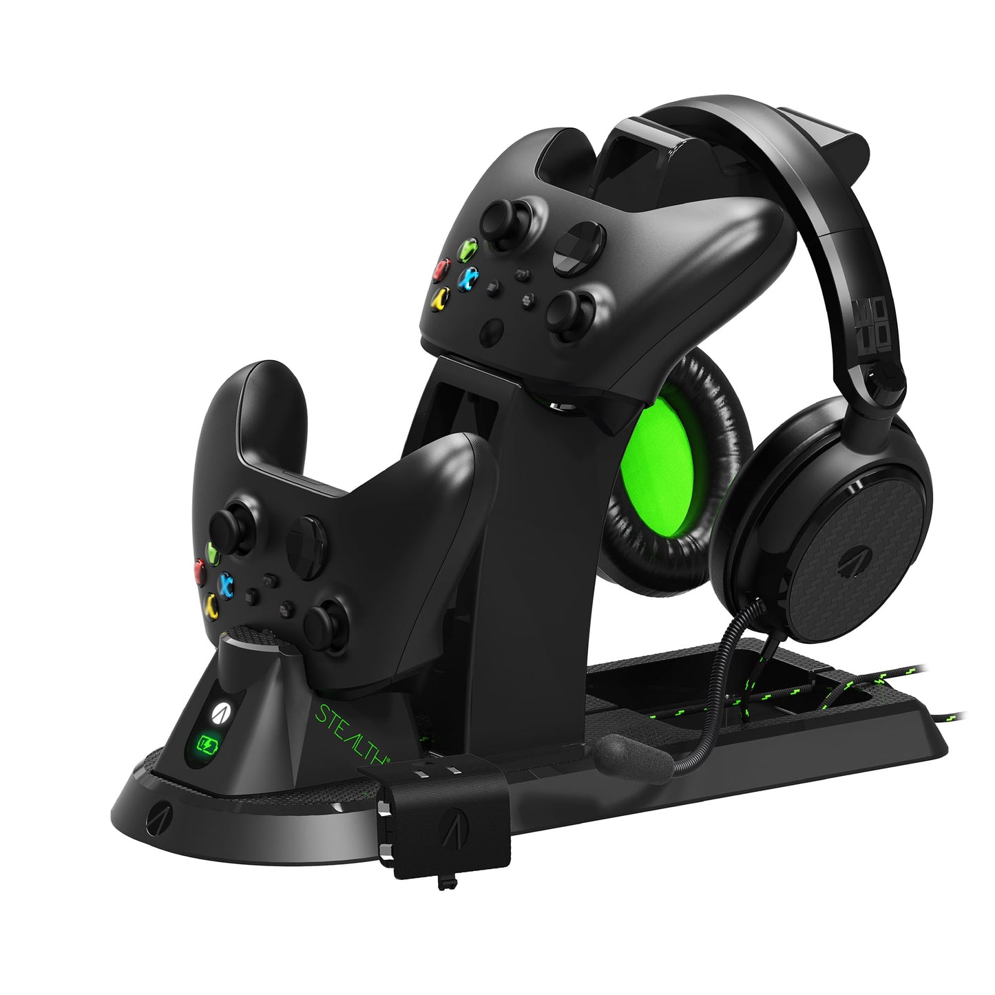 STEALTH Ultimate Gaming Station for Xbox Series X/S with matching headset, controller stand, braided USB-C cable, and rechargeable battery pack