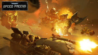 Warhammer 40,000: Speed Freeks PS5 game case with cover art featuring orks and racing vehicles, branded by Wired Production.