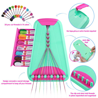 Arts and Crafts for Kids Ages 8-12,Friendship Bracelet Making Kit for Girl,Kids Jewelry Making Kit with 28 Pre-Cut Threads,Christmas Birthday Gifts for Ages 6 7 8 9 10 11 12 Year Old (Green/Rose)