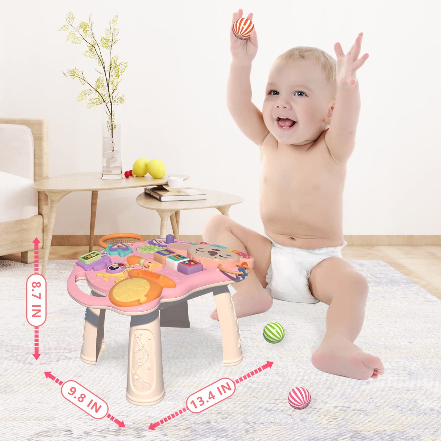 QDRAGON 3-in-1 baby walker and activity center for girls, with push toy and sit-to-stand features for infants learning to walk.