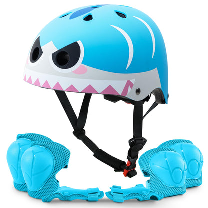 KAYMAN Kids Bike Helmet age 3 to 12, Adjustable Safety Gear for Boys and Girls, Suited to Scooter, Cycling, Skateboard & Roller Skating - Protection for Boys & Girls (Shark)