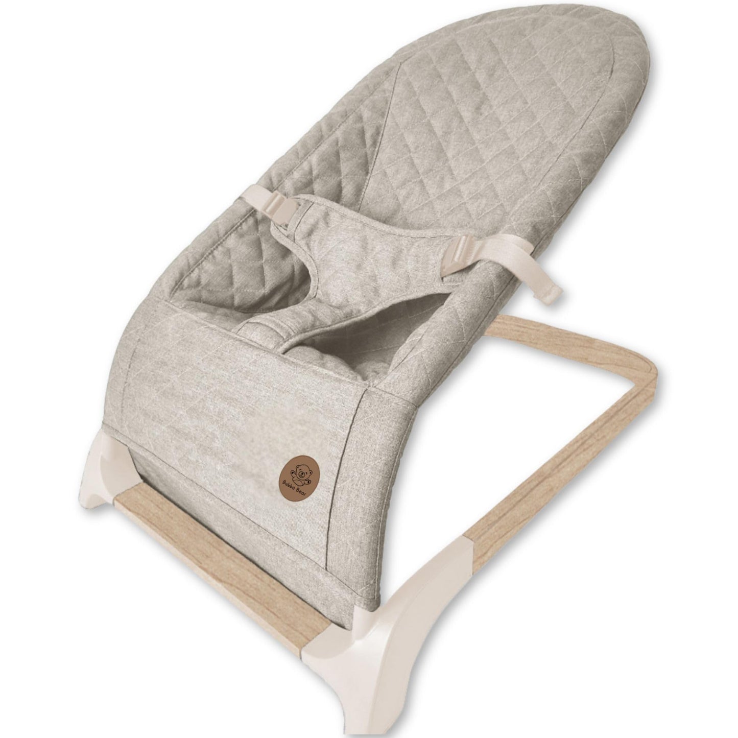 Bubba Bear Baby Bouncer, Foldable Rocking Chair with Seat, Newborn to Toddler, 0+ Months (Beige)