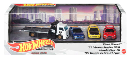 Hot Wheels Premium Collect Display Sets with 3 1:64 Scale Die-Cast Cars & 1 Team Transport Vehicle, Collectors’ Favorites, 2 Sets in the Assortment for Collectors of All Ages