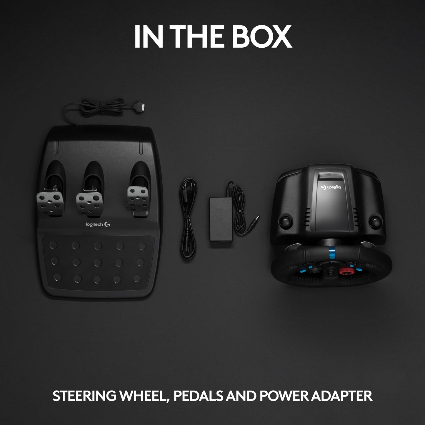 Logitech G G29 racing wheel with floor pedals, steel paddle shifters, black steering wheel cover for PS5, PS4, PC, Mac gaming setup