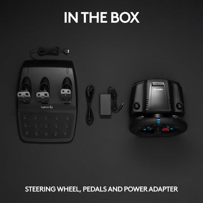 Logitech G G29 racing wheel with floor pedals, steel paddle shifters, black steering wheel cover for PS5, PS4, PC, Mac gaming setup