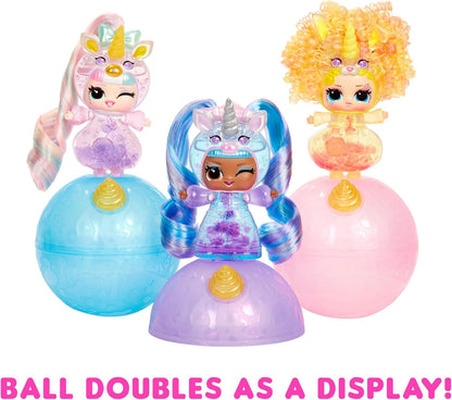 L.O.L. Surprise! Unicorns Tots doll with transparent features, lava lamp experience, and colorful potions in blind packaging.