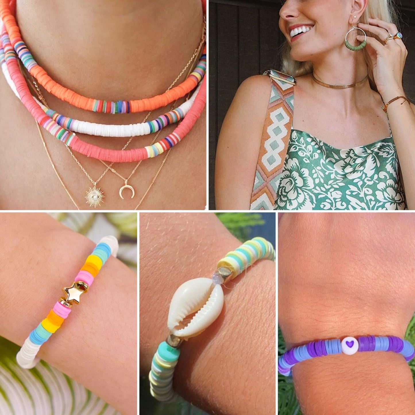 Gionlion 6000 Clay Beads Bracelet Making Kit, Friendship Bracelet Kits Preppy Beads for Jewellery Making, Flat Heishi Bead for Bracelet Arts and Crafts Gifts for Teen Girls