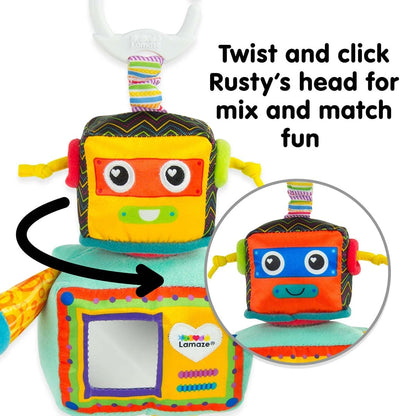 LAMAZE Rusty the Robot clip-on pram toy for newborns, sensory baby toy for boys and girls from 0 to 6 months.