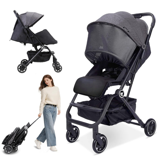 Wheelive Lightweight Baby Stroller, One Hand Easy Fold Compact Travel Pushchair with Cup Holder & Oversize Basket, Sleep Shade - Infant Buggy for Airplane Travel and More